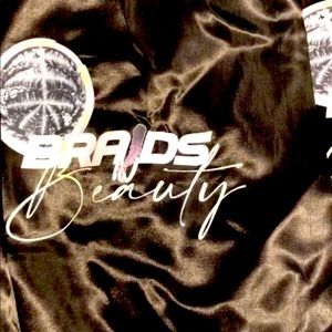 LONG BLACK SATIN “BRAIDS N BEAUTY” BONNET